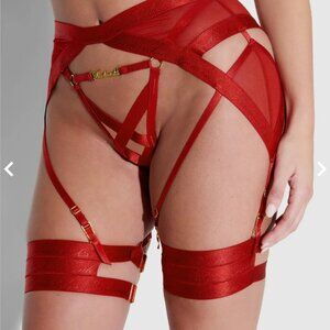 NWY Frederick's of Hollywood Raven Logo Strappy Thong Underwear